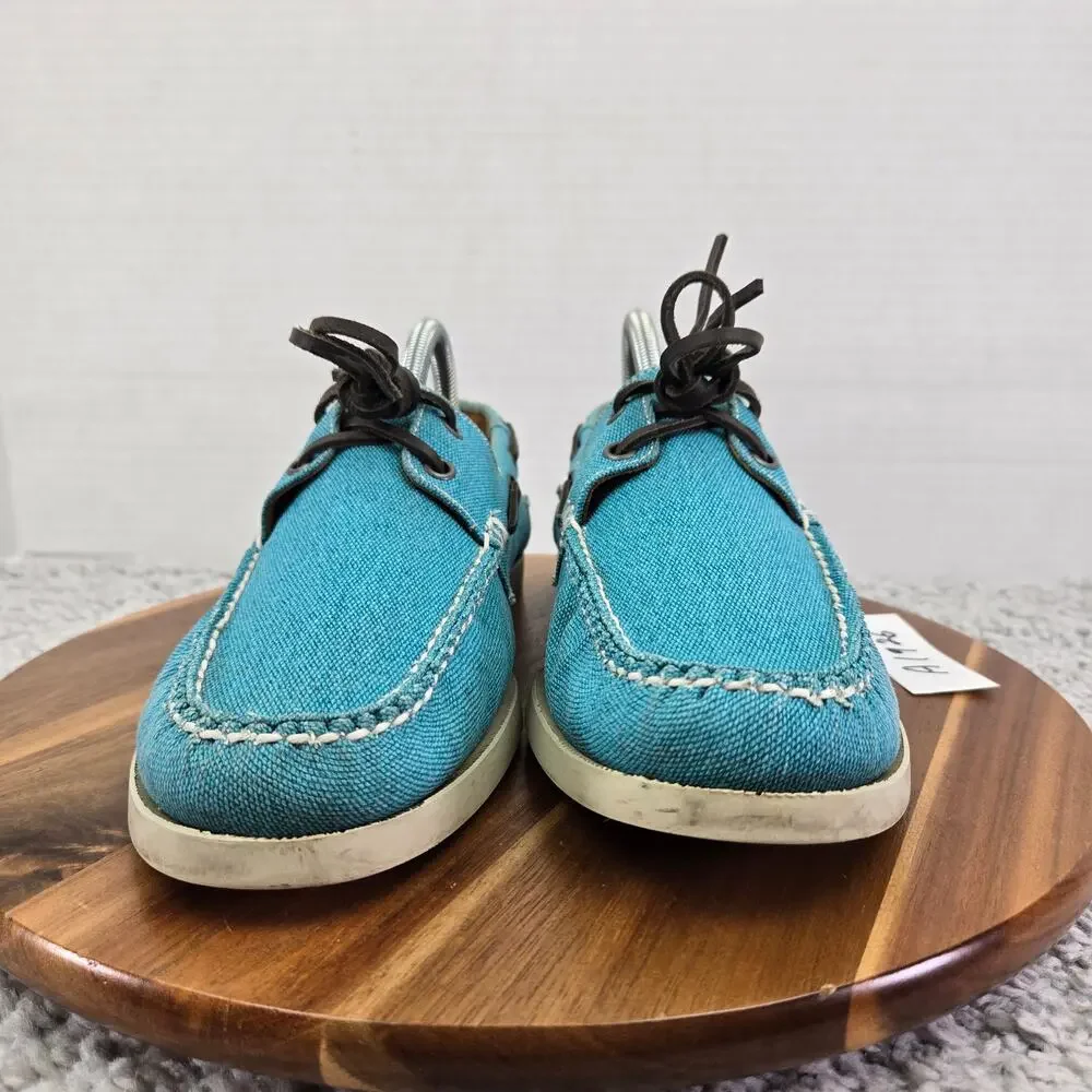 Peter Millar Mens 9M Light Blue Canvas Casual Lifestyle Daily Loafer Boat Shoe